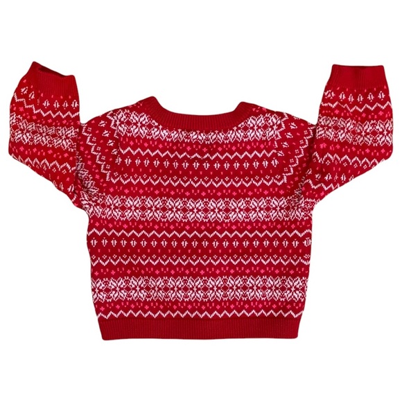 🌟3/$15🌟OskKosh Red Fair Isle Knit Cotton Blend Cardigan Size 6M - Picture 2 of 8